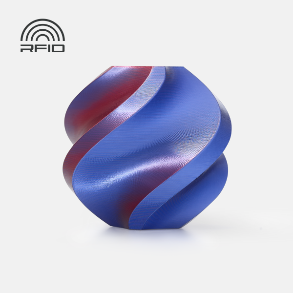 PLA Silk Dual Color Midnight Blaze 13902 (Blue-Red) шовковий двоколірний ПЛА філамент Bambu Lab пластик для 3д друку