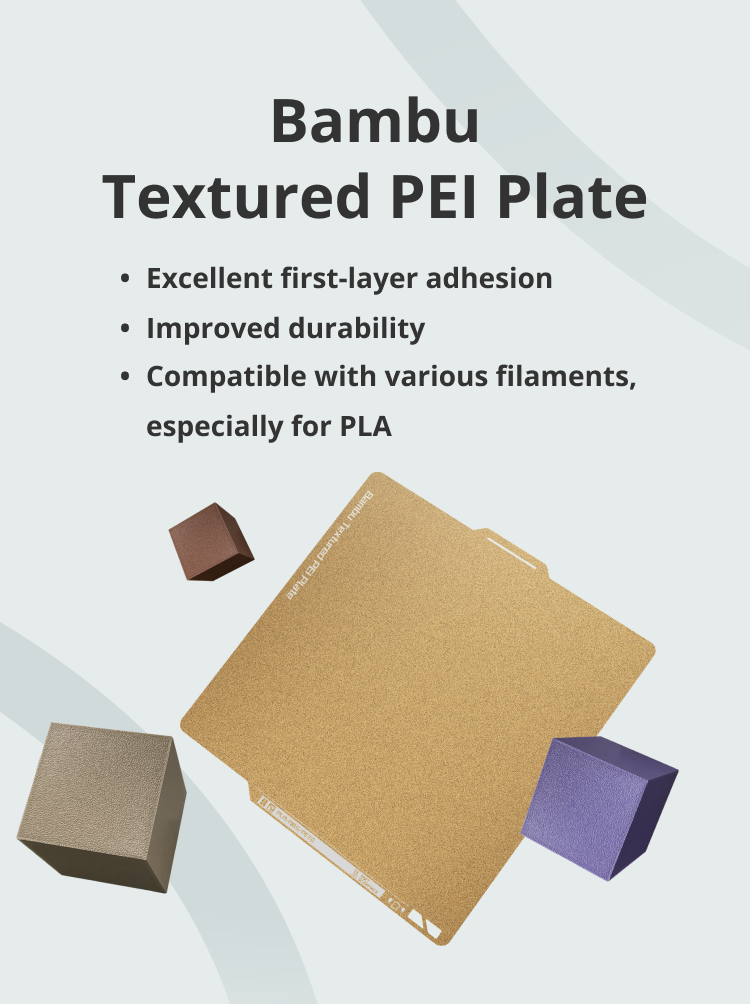 Bambu Textured PEI Plate, Excellent first-layer adhesion, Improved durability